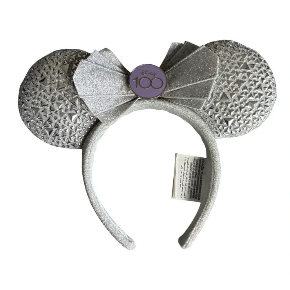 Disney 100th Anniversary Cast Member Exclusive Minnie Ears Silver Studded Bow